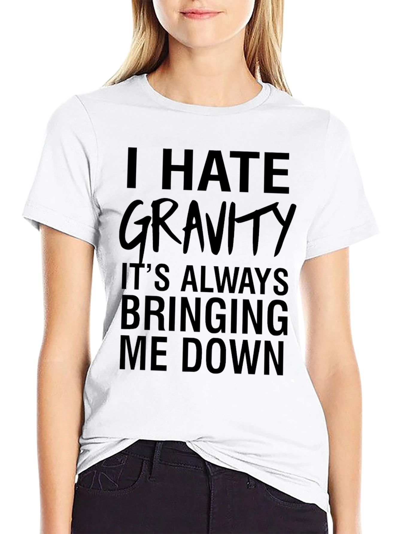 I Hate Gravity Black Graphic T-Shirt