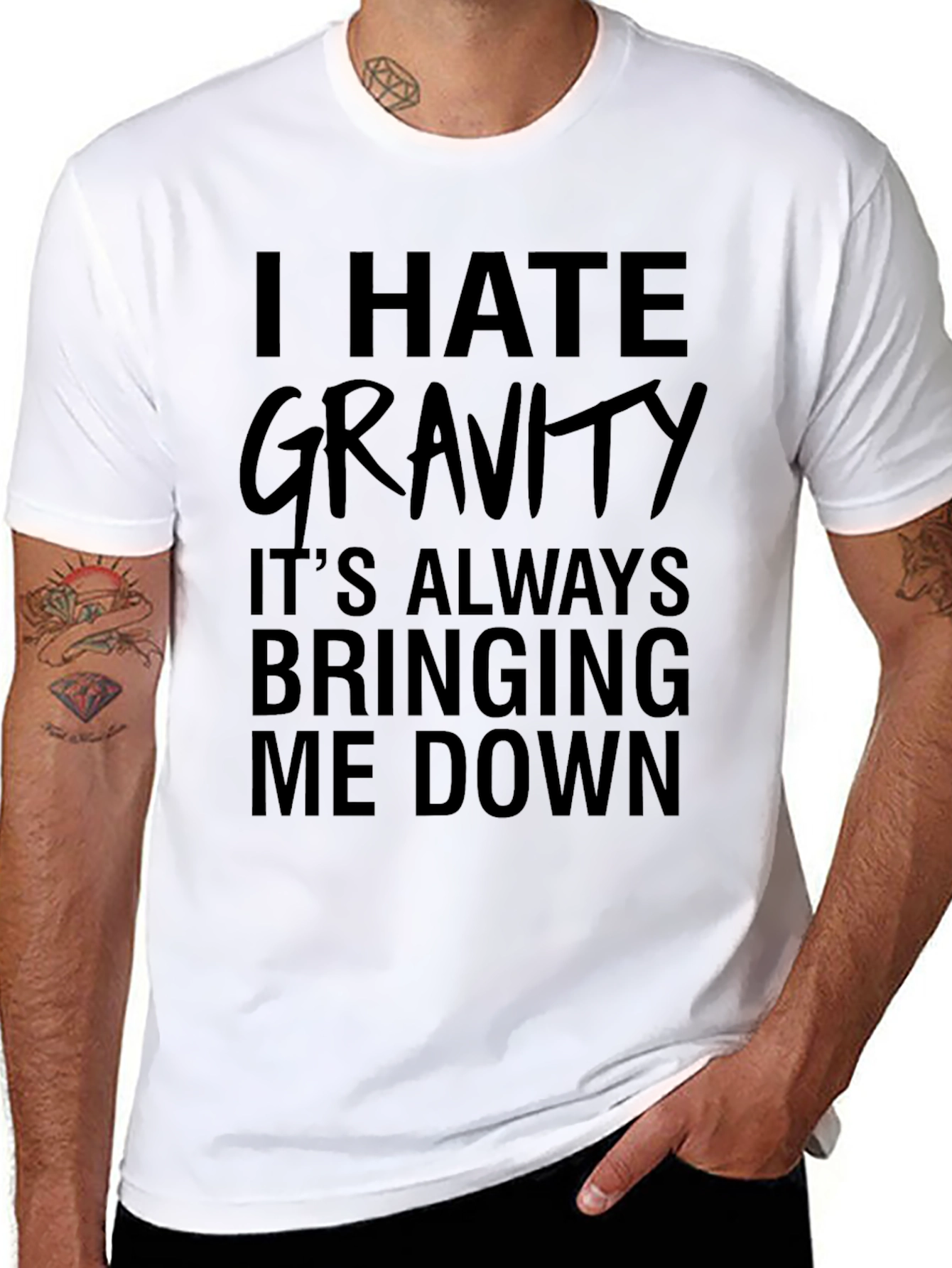 I Hate Gravity Black Graphic T-Shirt
