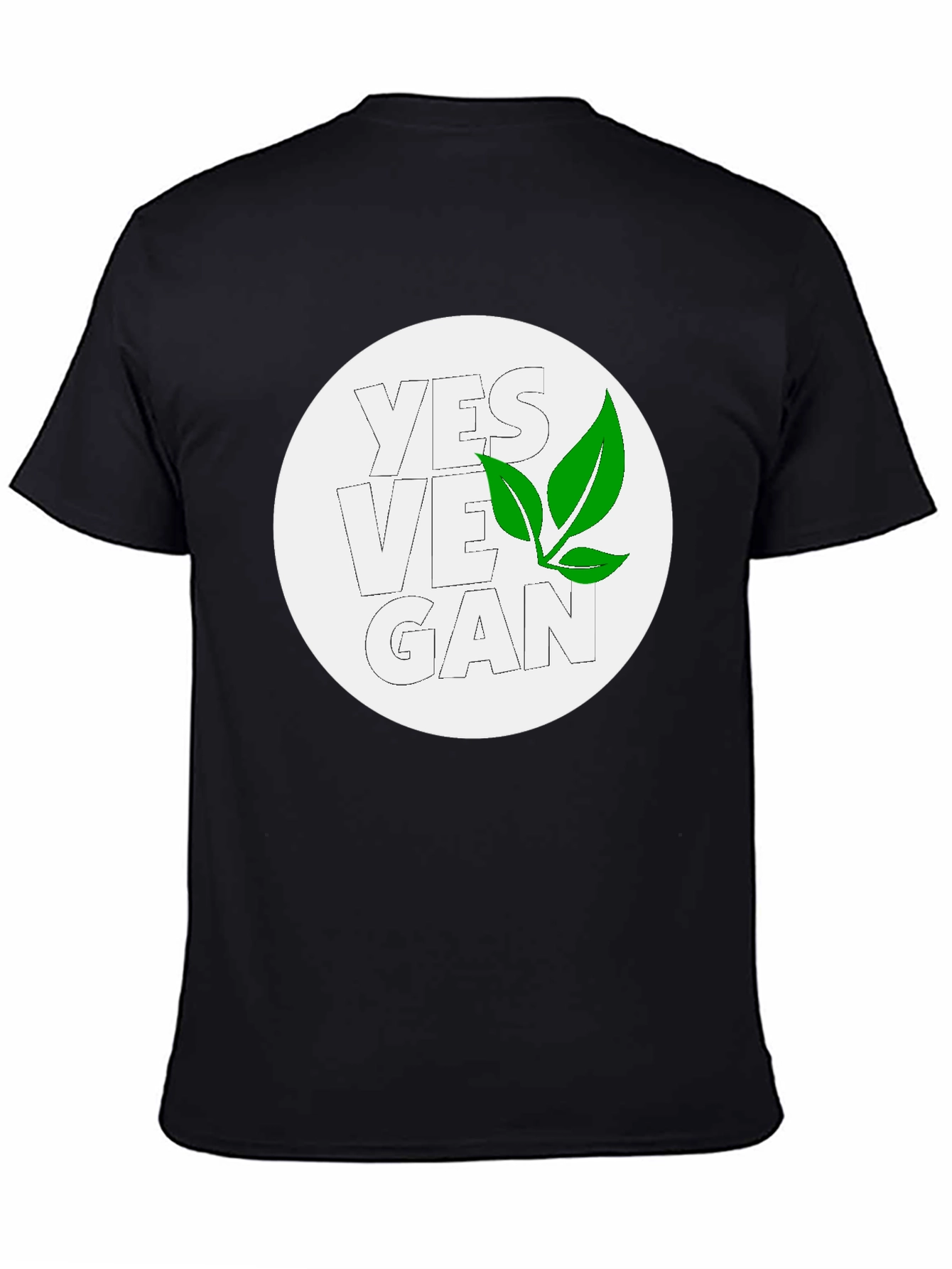 Yes Vegan Black Graphic Tee - Leaf Design
