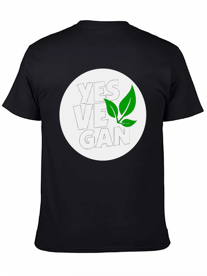 Yes Vegan Black Graphic Tee - Leaf Design