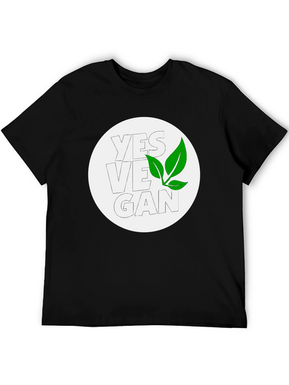 Yes Vegan Black Graphic Tee - Leaf Design