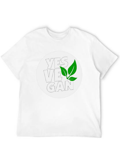 Yes Vegan Black Graphic Tee - Leaf Design