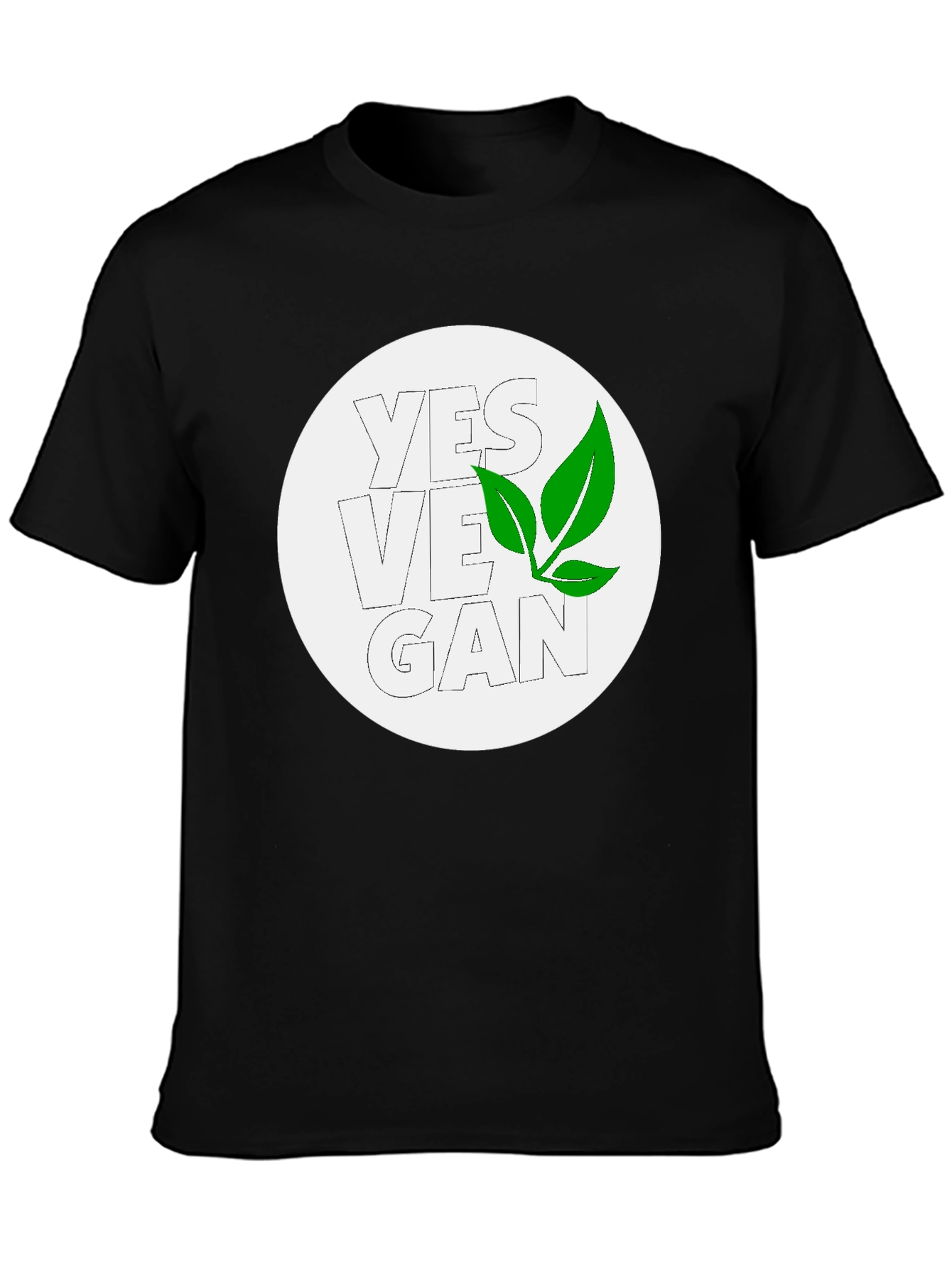 Yes Vegan Black Graphic Tee - Leaf Design