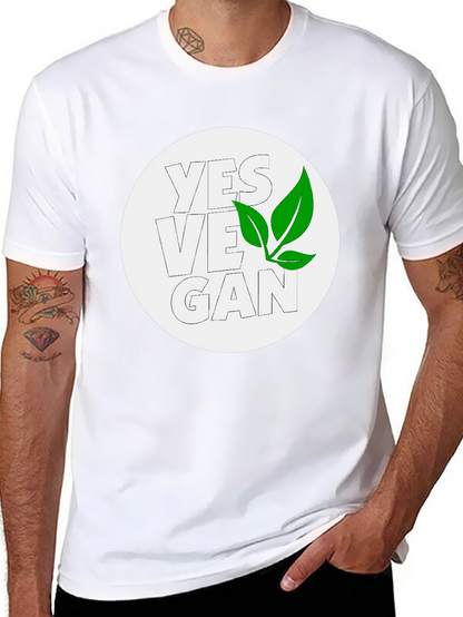 Yes Vegan Black Graphic Tee - Leaf Design