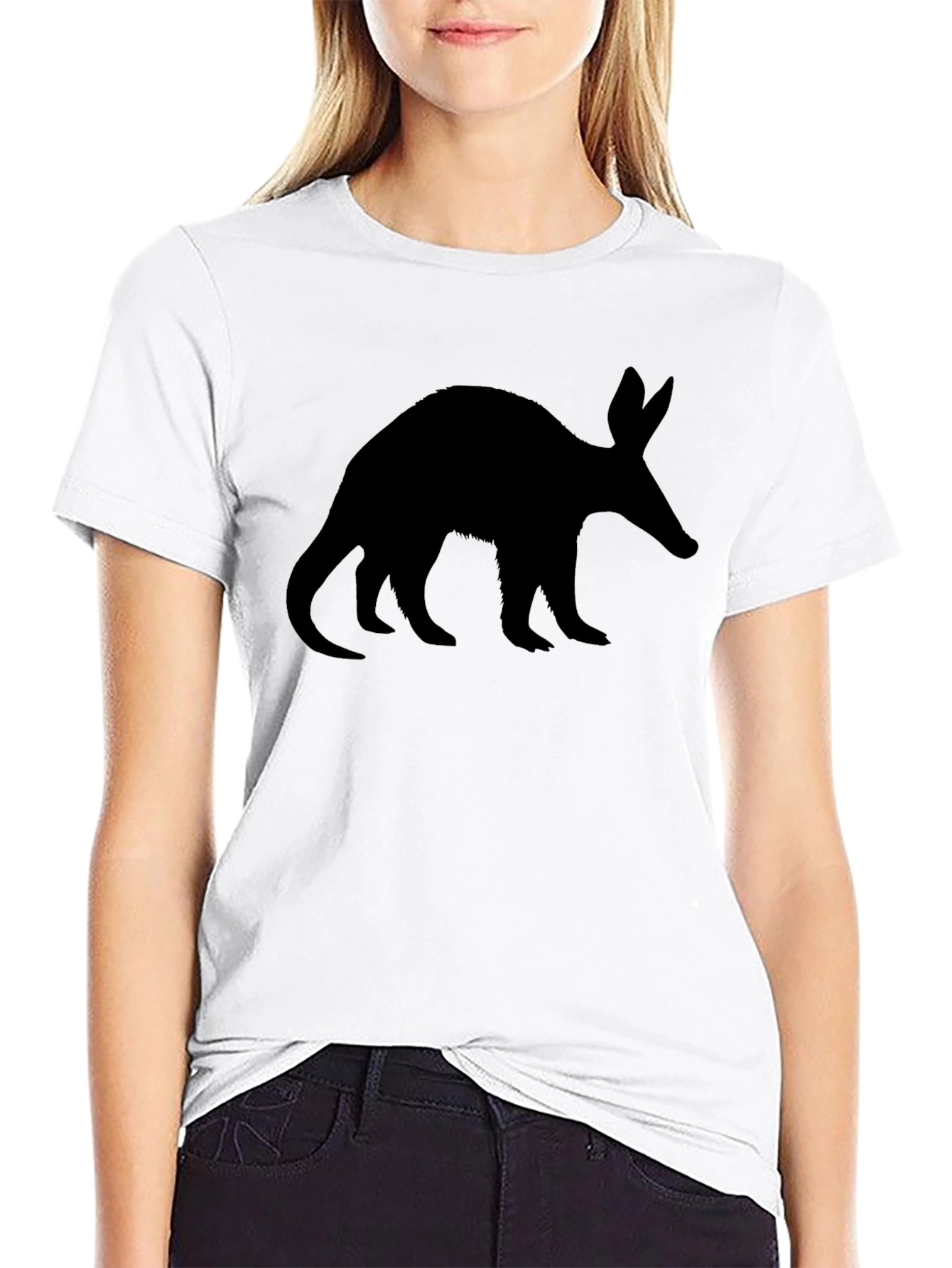 Aardvark Silhouette Tee - Black Cotton Casual Wear