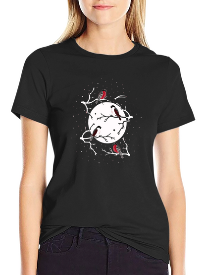 Bird & Moon Black T-Shirt - Stylish Graphic Tee