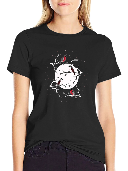 Bird & Moon Black T-Shirt - Stylish Graphic Tee