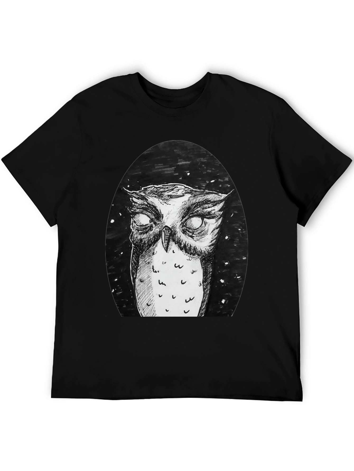 Owl Graphic Tee - Black Cotton T-Shirt