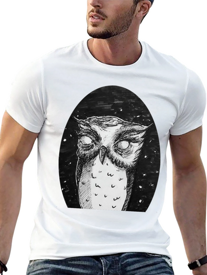 Owl Graphic Tee - Black Cotton T-Shirt
