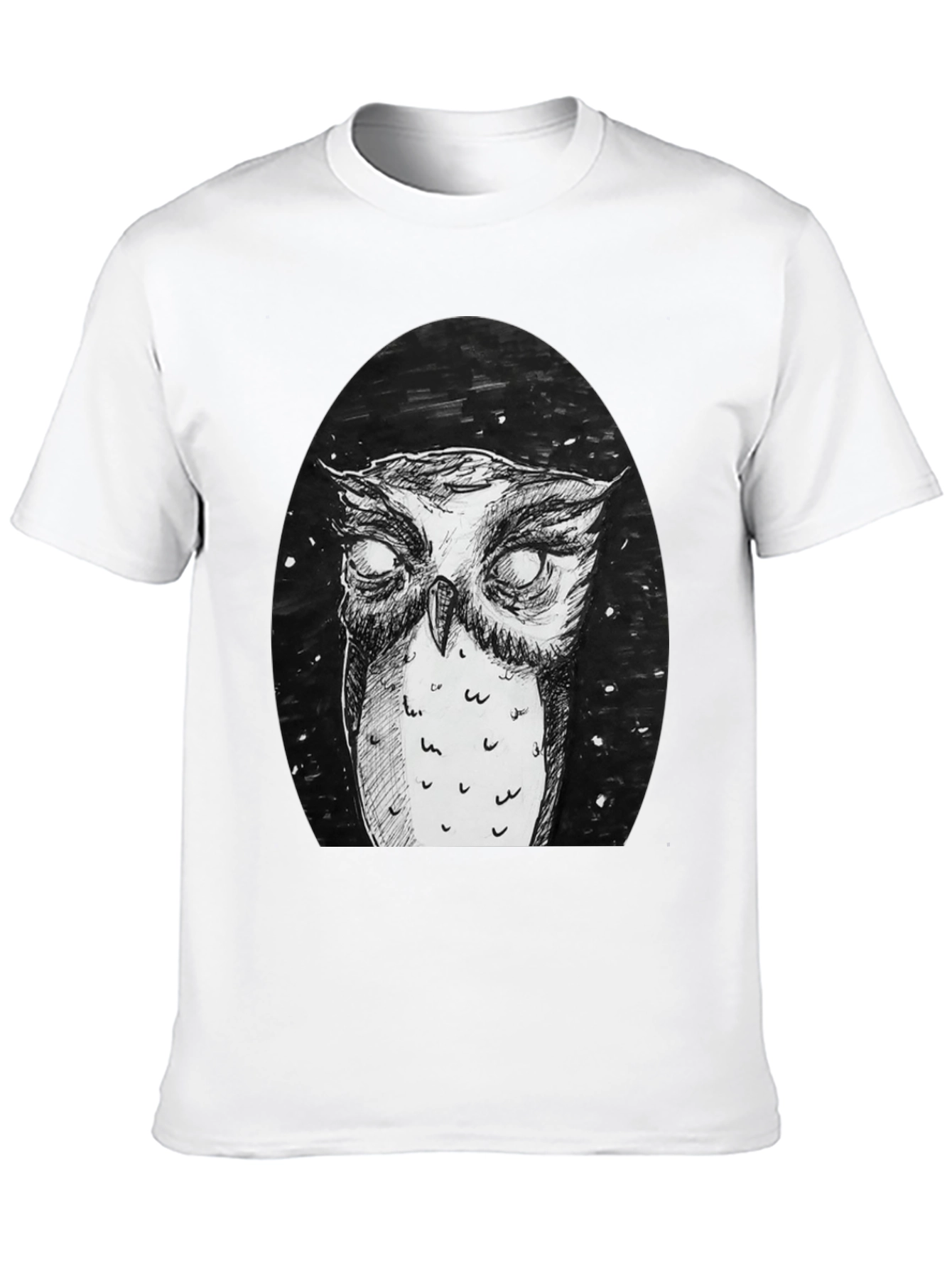 Owl Graphic Tee - Black Cotton T-Shirt