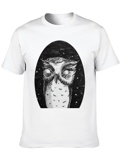 Owl Graphic Tee - Black Cotton T-Shirt