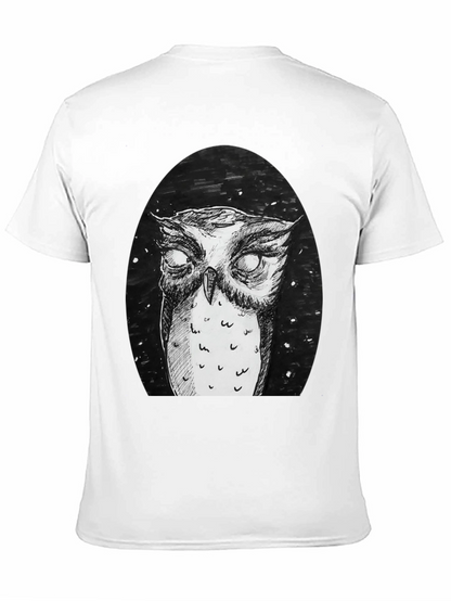 Owl Graphic Tee - Black Cotton T-Shirt