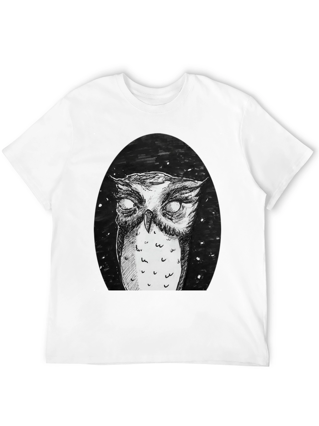 Owl Graphic Tee - Black Cotton T-Shirt