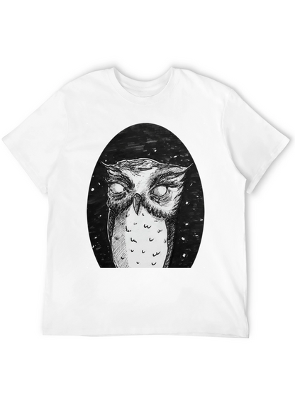 Owl Graphic Tee - Black Cotton T-Shirt