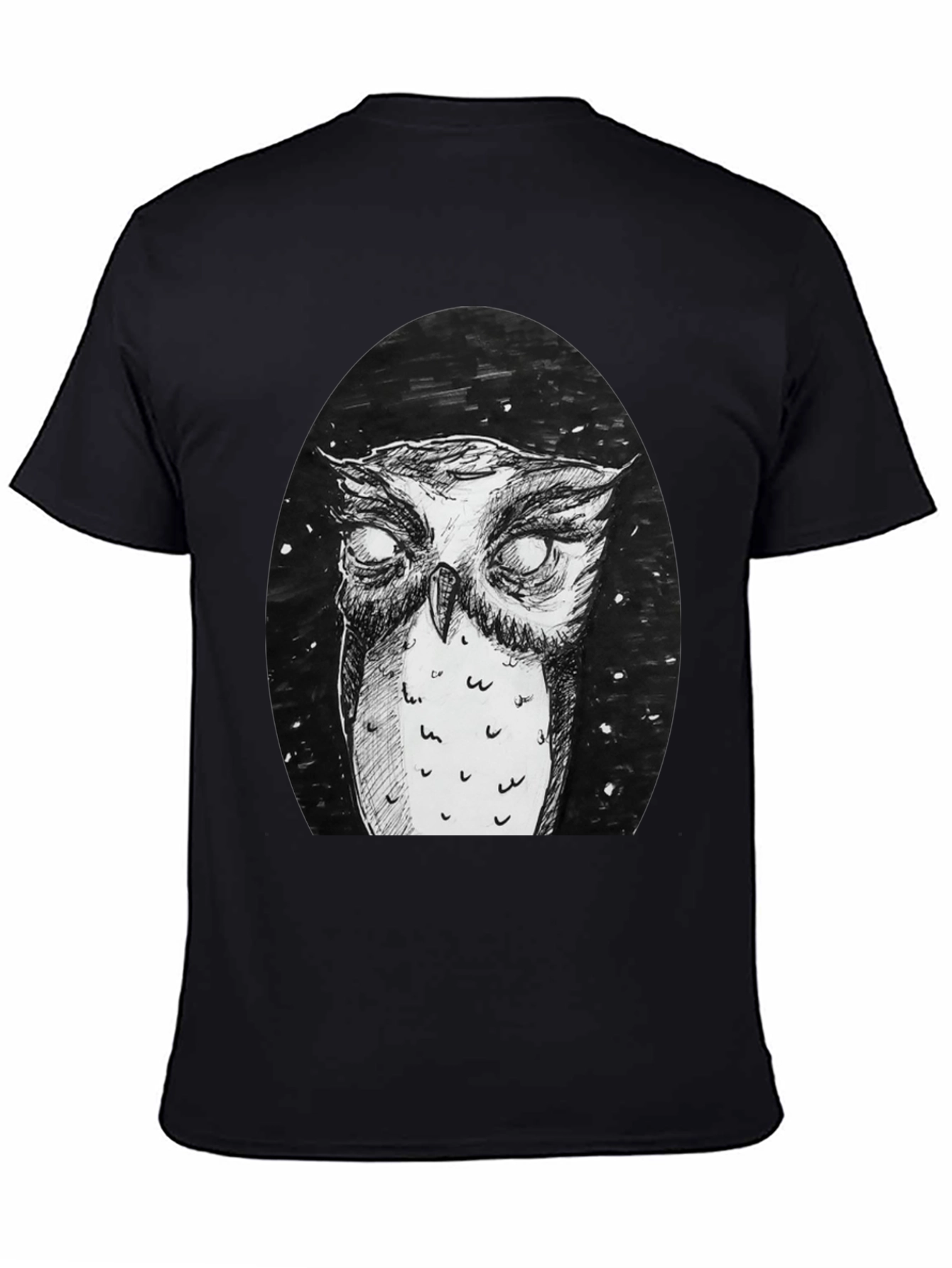 Owl Graphic Tee - Black Cotton T-Shirt