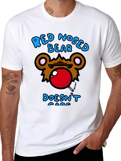 Red Nosed Bear Graphic Tee - Unisex Novelty T-Shirt