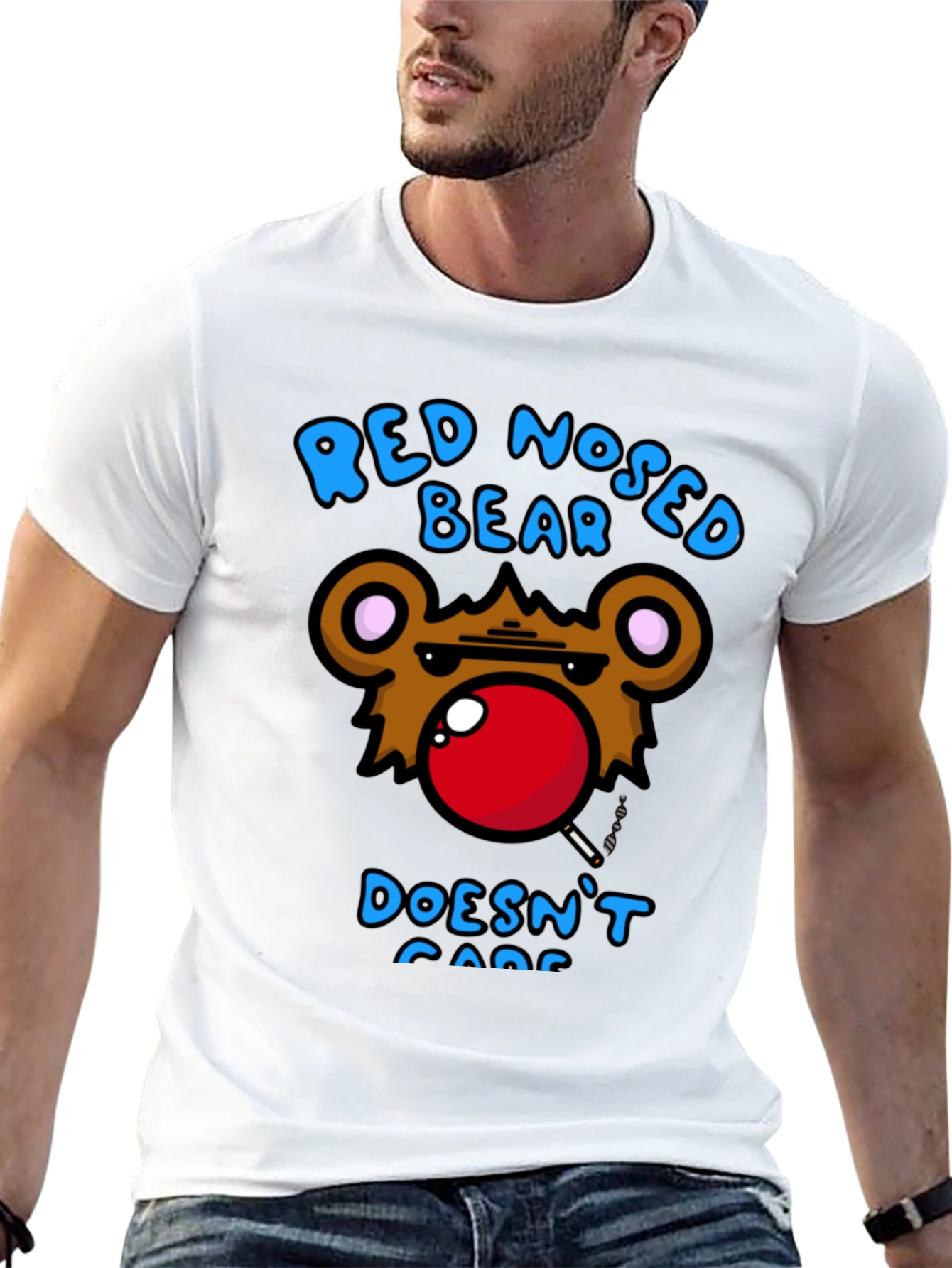 Red Nosed Bear Graphic Tee - Unisex Novelty T-Shirt
