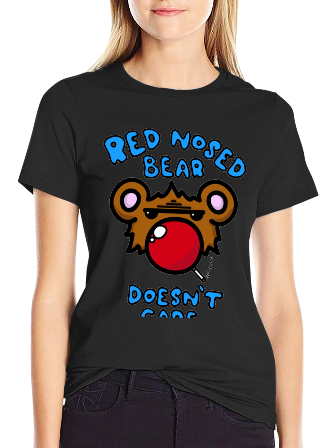 Red Nosed Bear Graphic Tee - Unisex Novelty T-Shirt