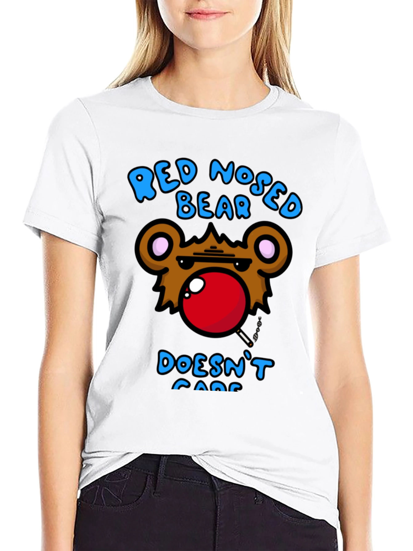 Red Nosed Bear Graphic Tee - Unisex Novelty T-Shirt