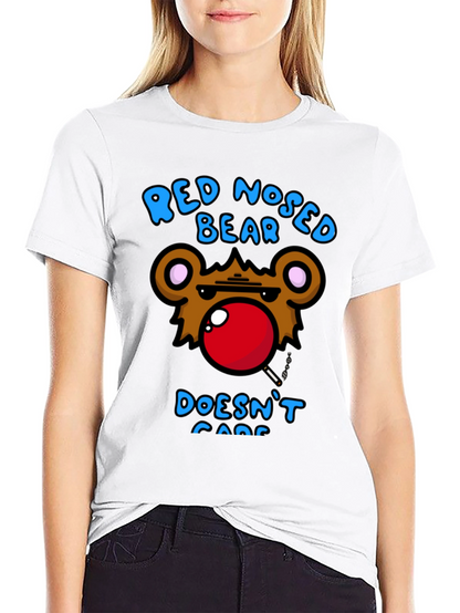 Red Nosed Bear Graphic Tee - Unisex Novelty T-Shirt