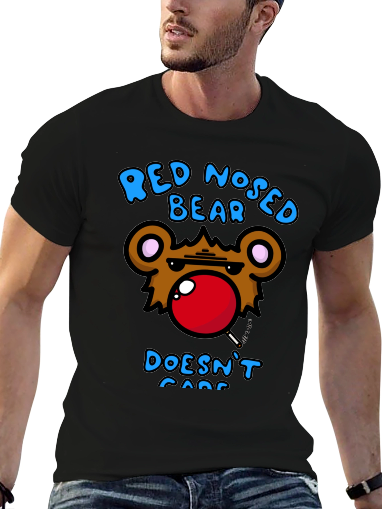 Red Nosed Bear Graphic Tee - Unisex Novelty T-Shirt