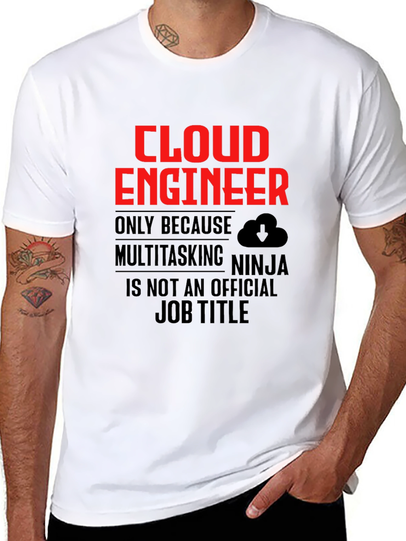 Cloud Engineer T-Shirt Funny Multitasking Ninja Job Title Tee