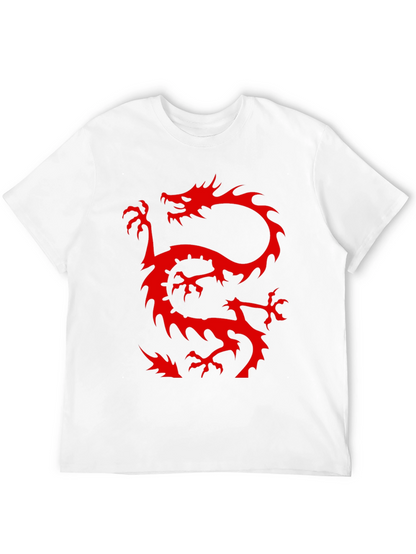 Dragon Graphic T-Shirt - Cool Red Dragon on Black
