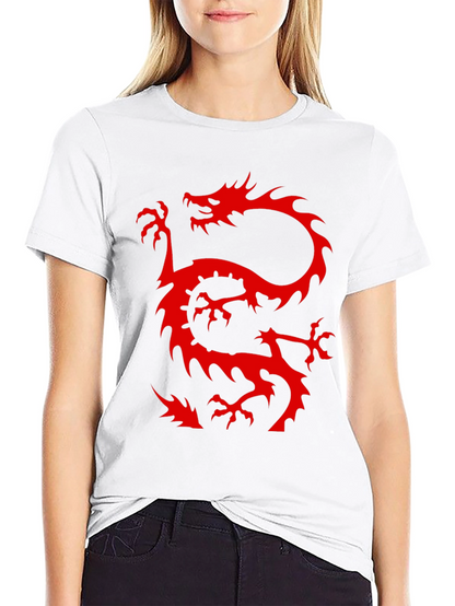 Dragon Graphic T-Shirt - Cool Red Dragon on Black