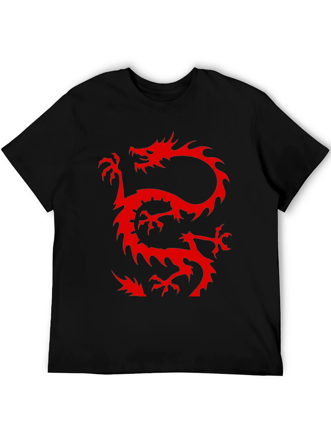 Dragon Graphic T-Shirt - Cool Red Dragon on Black