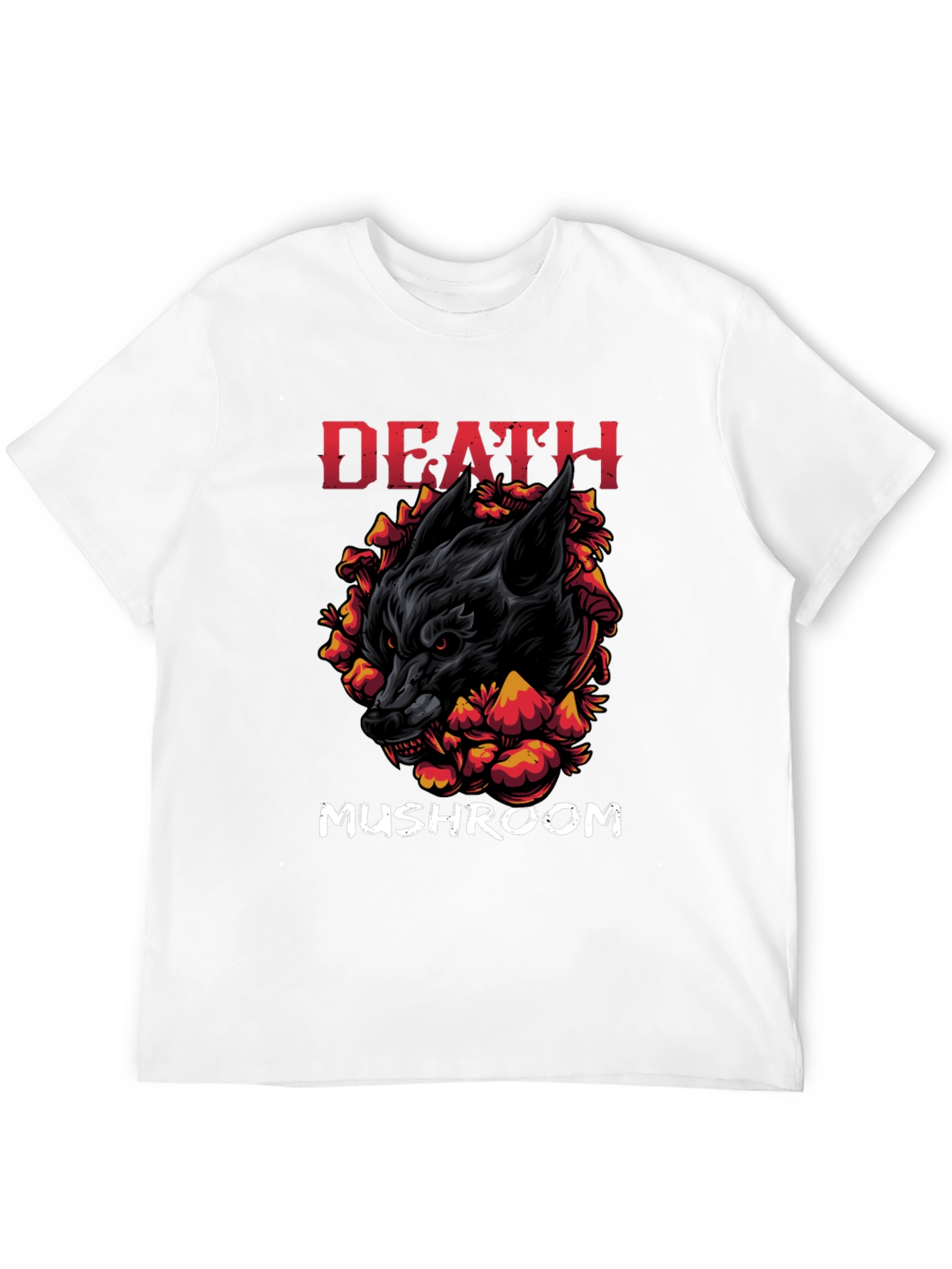 Death Mushroom Graphic Print Black T-Shirt