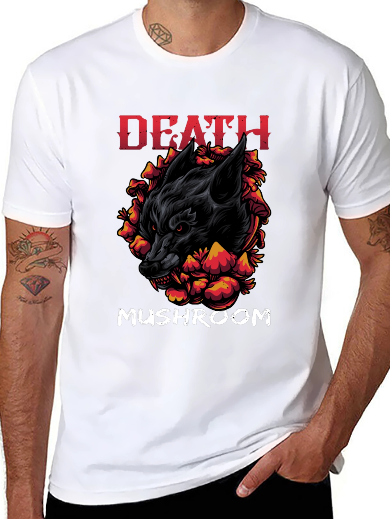 Death Mushroom Graphic Print Black T-Shirt
