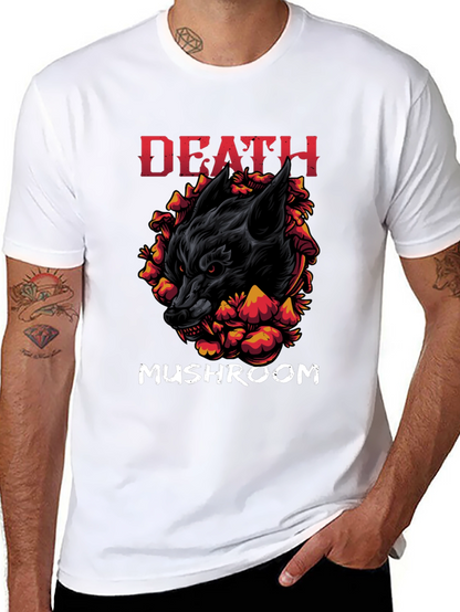 Death Mushroom Graphic Print Black T-Shirt