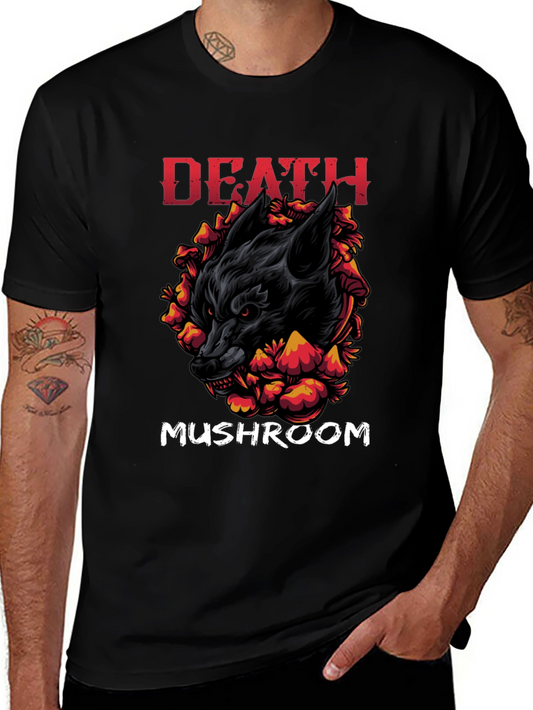 Death Mushroom Graphic Print Black T-Shirt