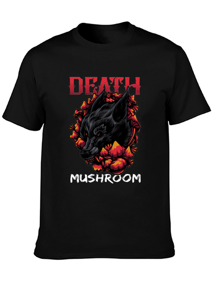 Death Mushroom Graphic Print Black T-Shirt