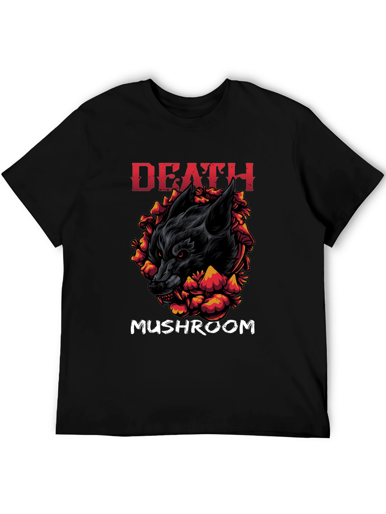 Death Mushroom Graphic Print Black T-Shirt