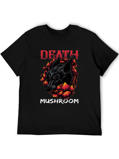 Death Mushroom Graphic Print Black T-Shirt