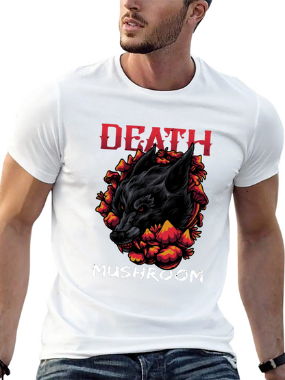 Death Mushroom Graphic Print Black T-Shirt