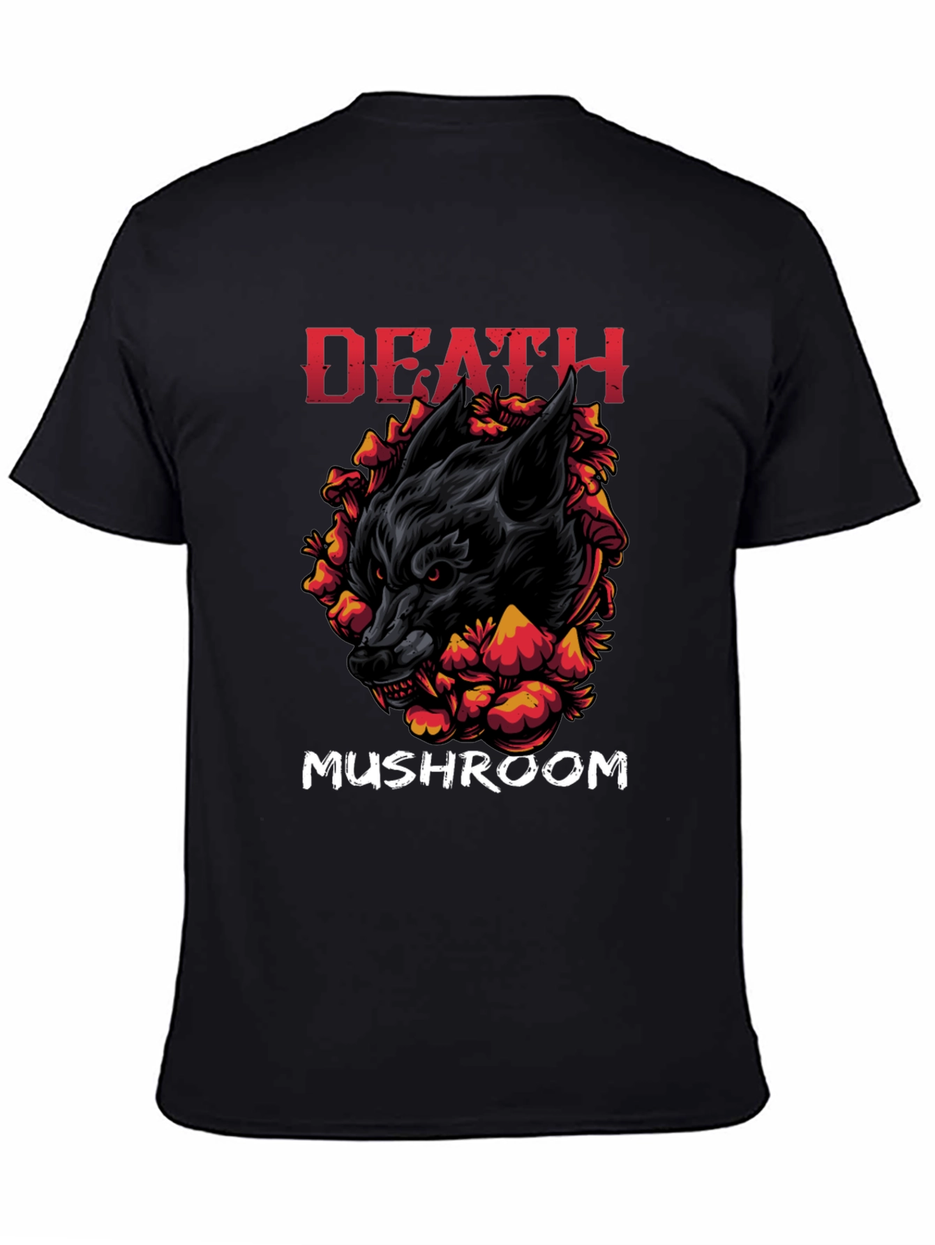 Death Mushroom Graphic Print Black T-Shirt