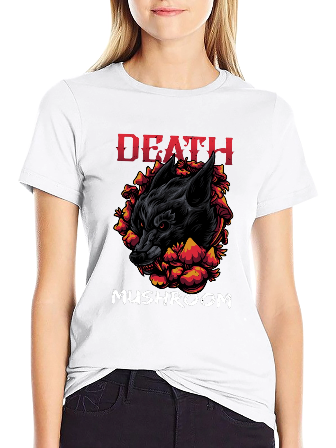 Death Mushroom Graphic Print Black T-Shirt