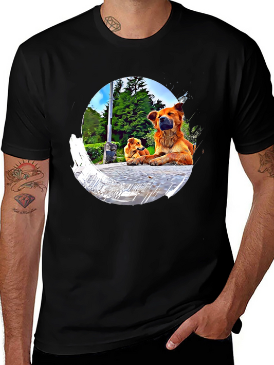 Dogs in Circle Graphic T-Shirt
