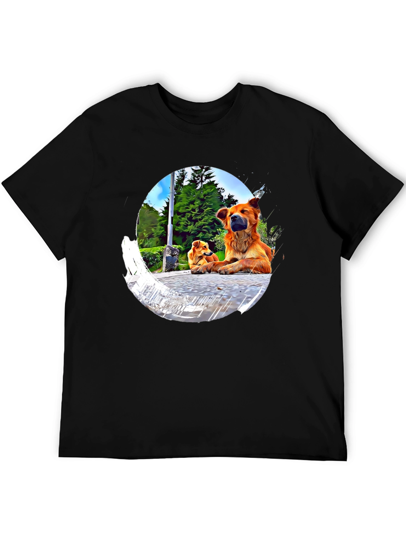 Dogs in Circle Graphic T-Shirt
