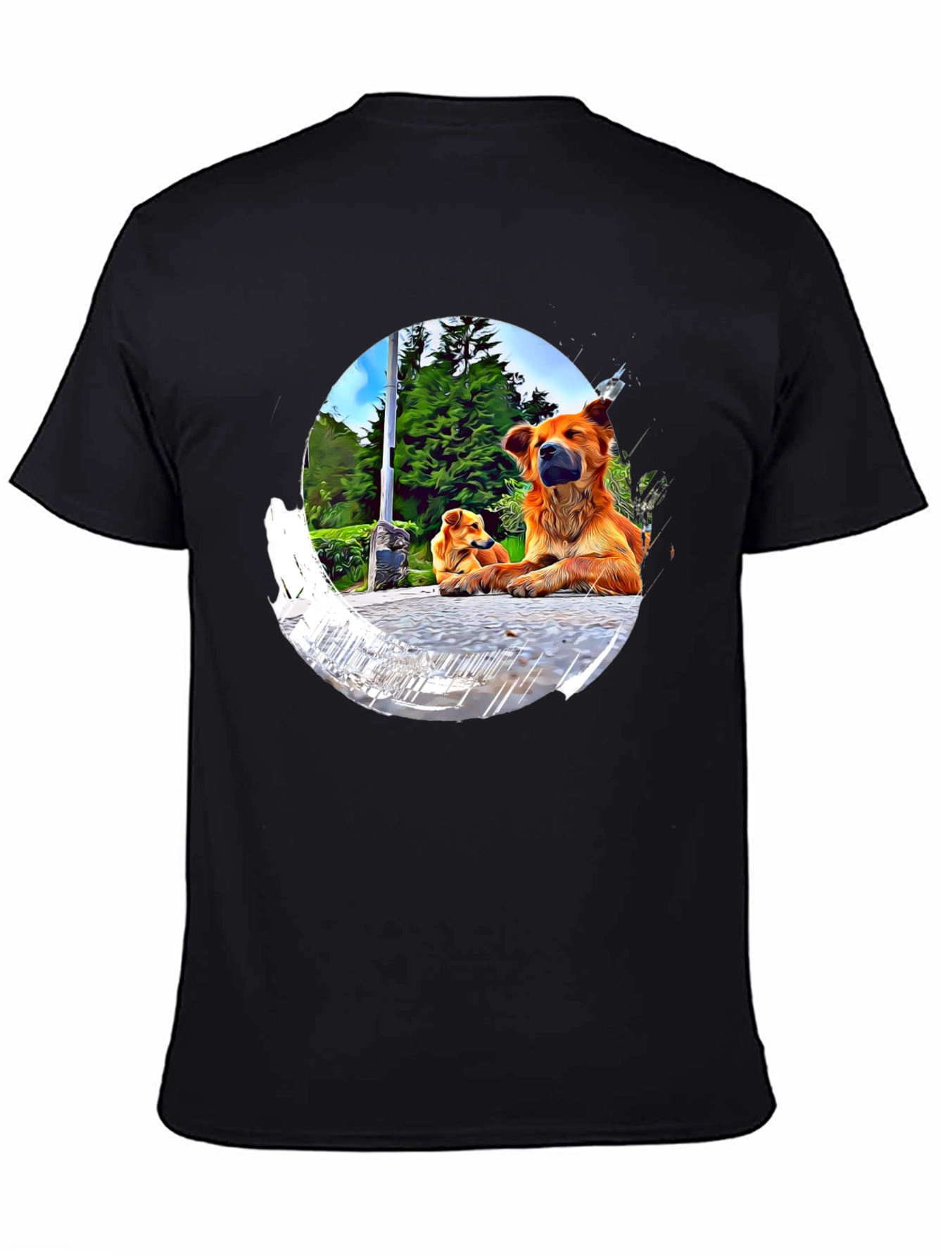 Dogs in Circle Graphic T-Shirt