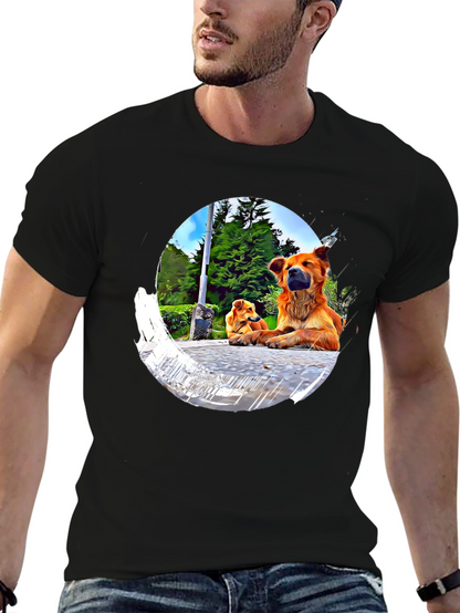 Dogs in Circle Graphic T-Shirt