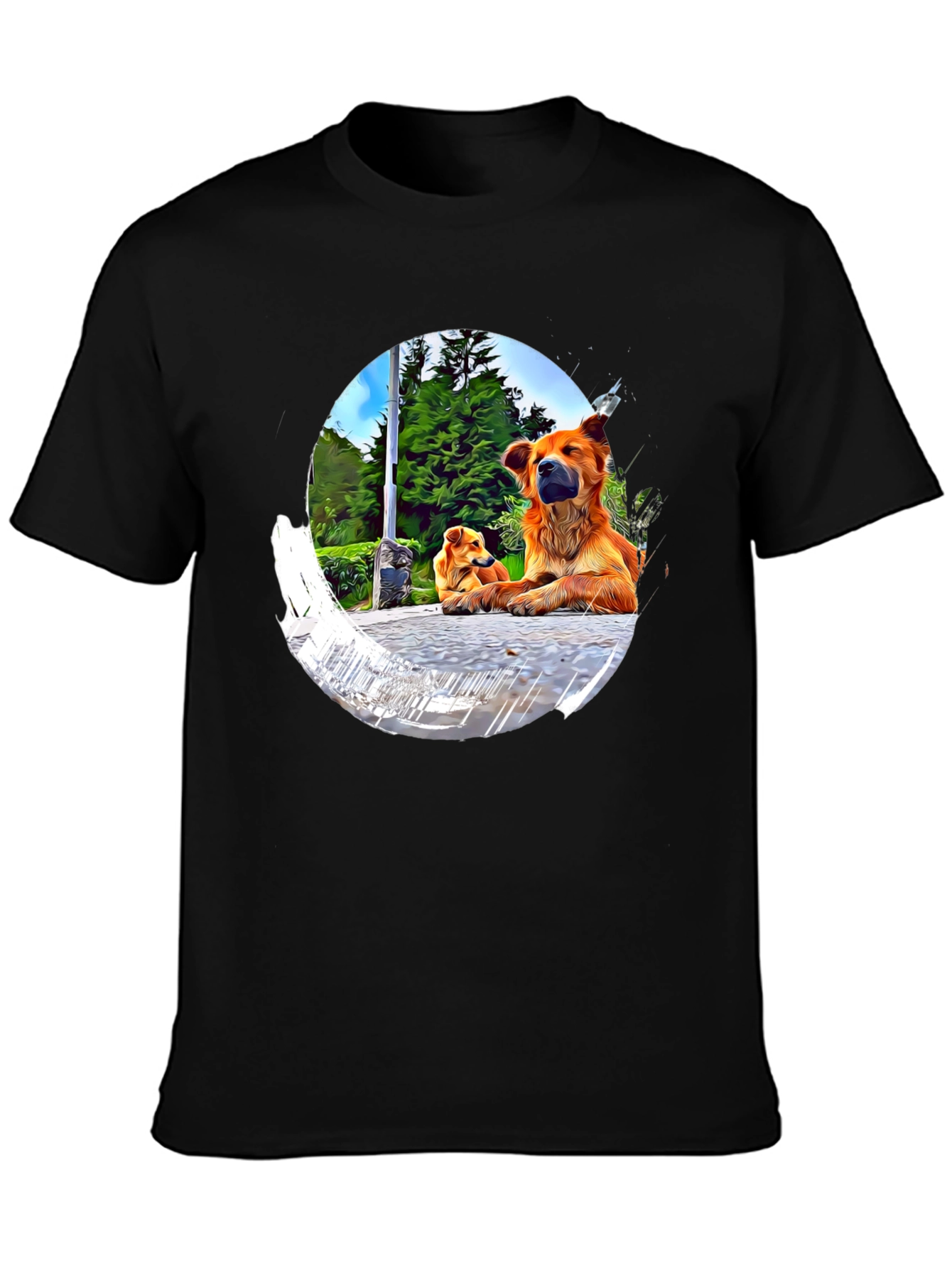 Dogs in Circle Graphic T-Shirt