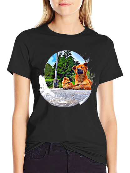 Dogs in Circle Graphic T-Shirt