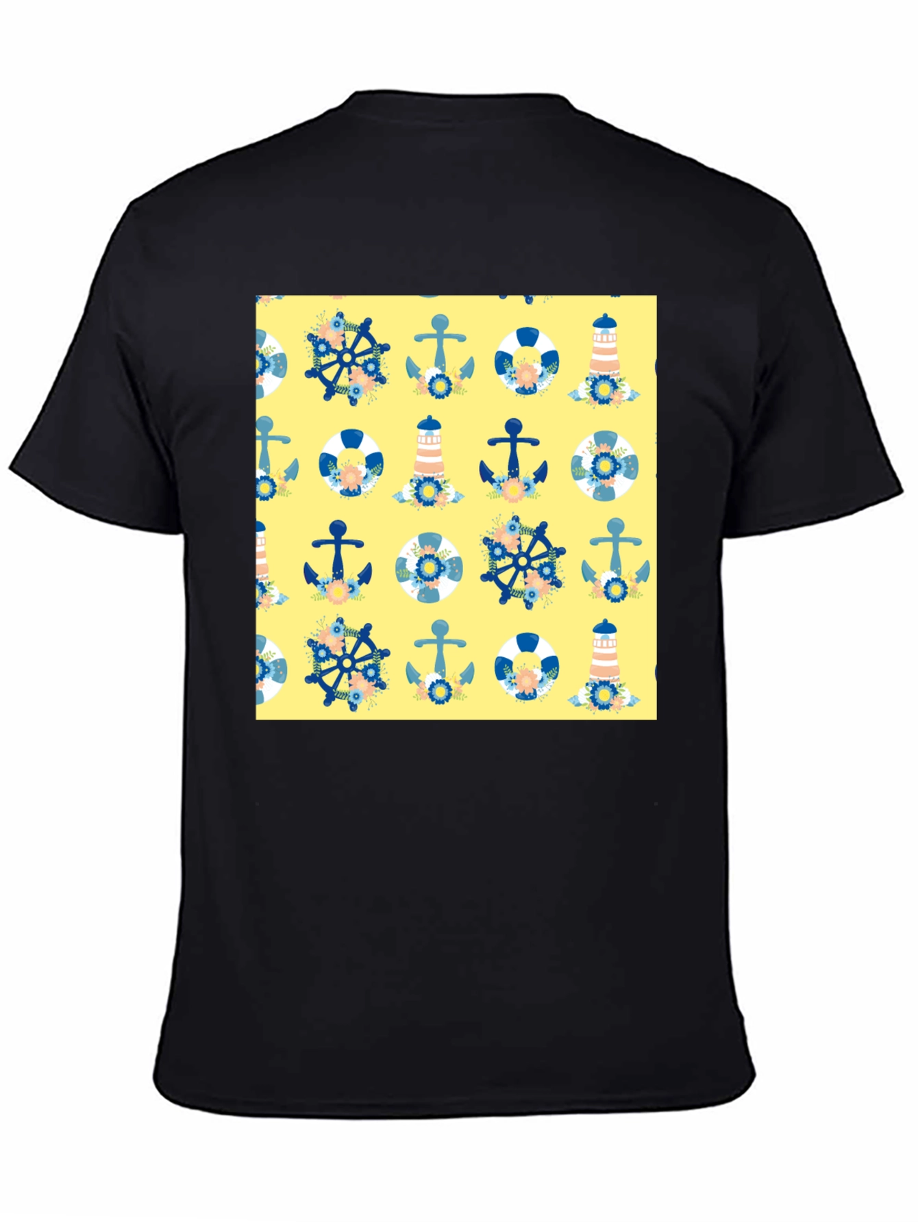 Nautical Pattern T-Shirt - Anchor Wheel Life Preserver