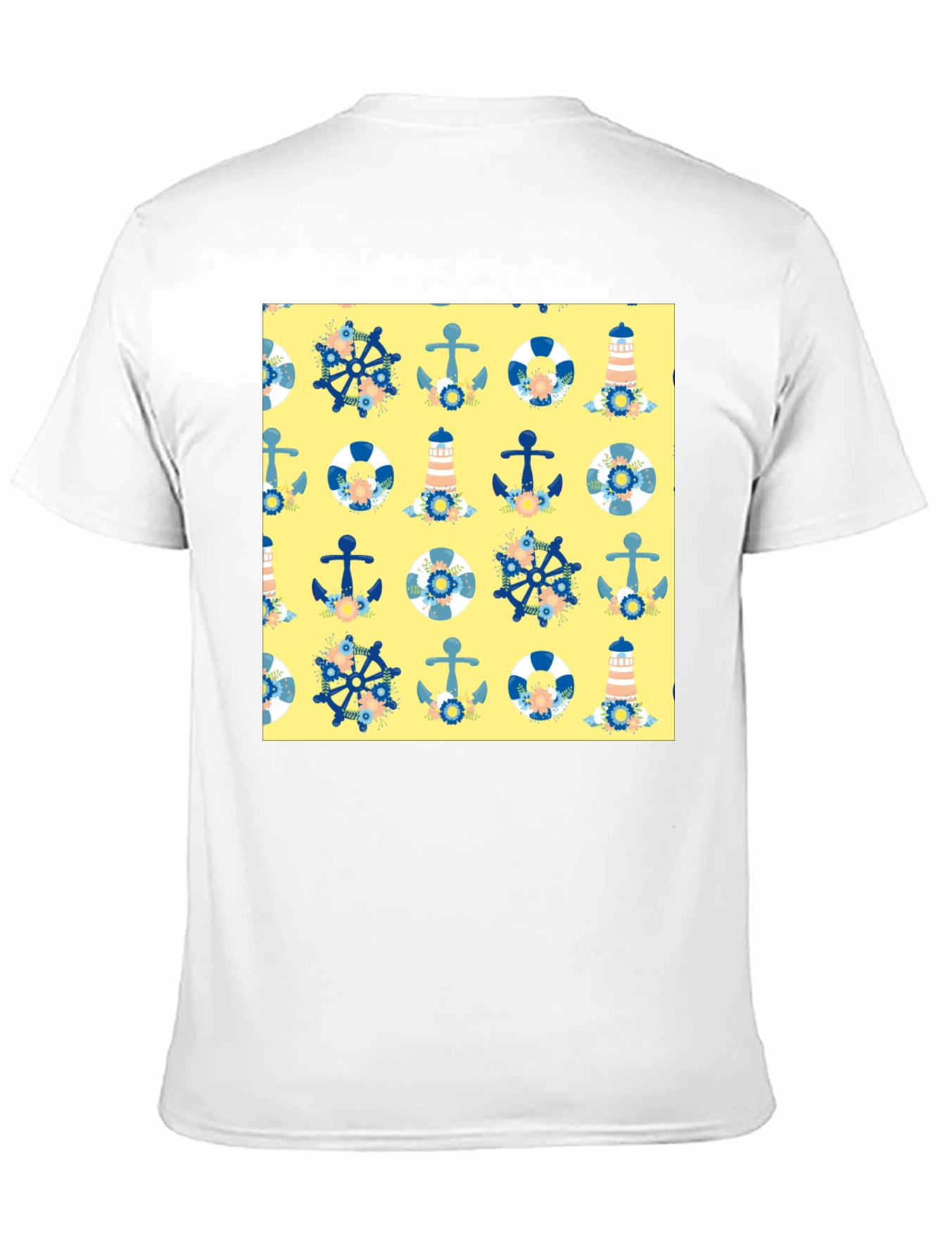 Nautical Pattern T-Shirt - Anchor Wheel Life Preserver