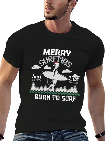 Merry Surfmas T-Shirt Born to Surf Christmas Tee