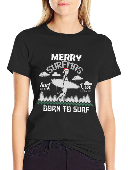 Merry Surfmas T-Shirt Born to Surf Christmas Tee