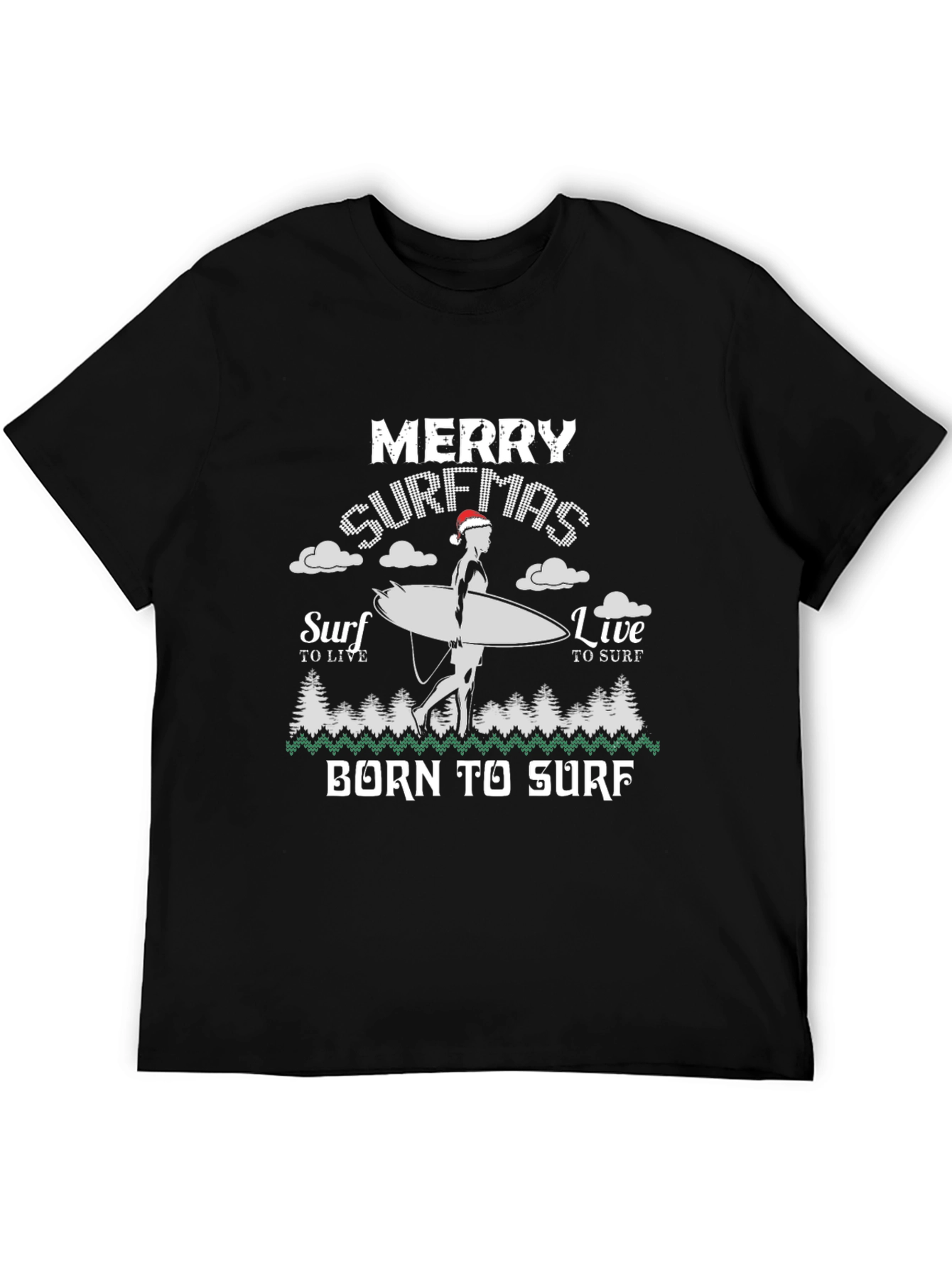 Merry Surfmas T-Shirt Born to Surf Christmas Tee